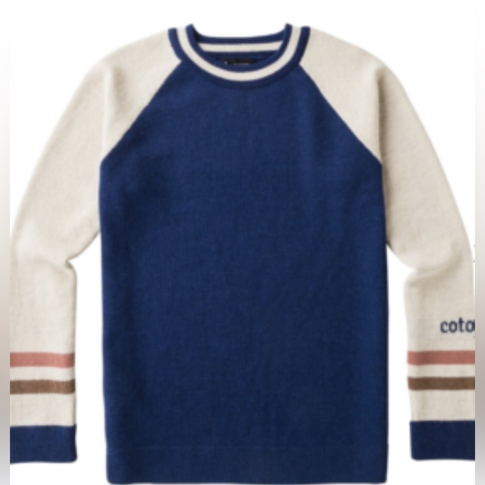 Cotopaxi Classic Blue and Cream Crew Neck Sweater